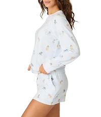 PJ Salvage Dog Print Peachy Knit Long Sleeve Crew Neck Coordinating Sleep Top