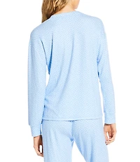 PJ Salvage Dotted Peachy Knit Long Sleeve Crew Neck Coordinating Sleep Top