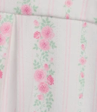 PJ Salvage Double Brushed Pointelle Knit Short Sleeve Notch Collar Floral Stripe Shorty Pajama Set with Eye Mask