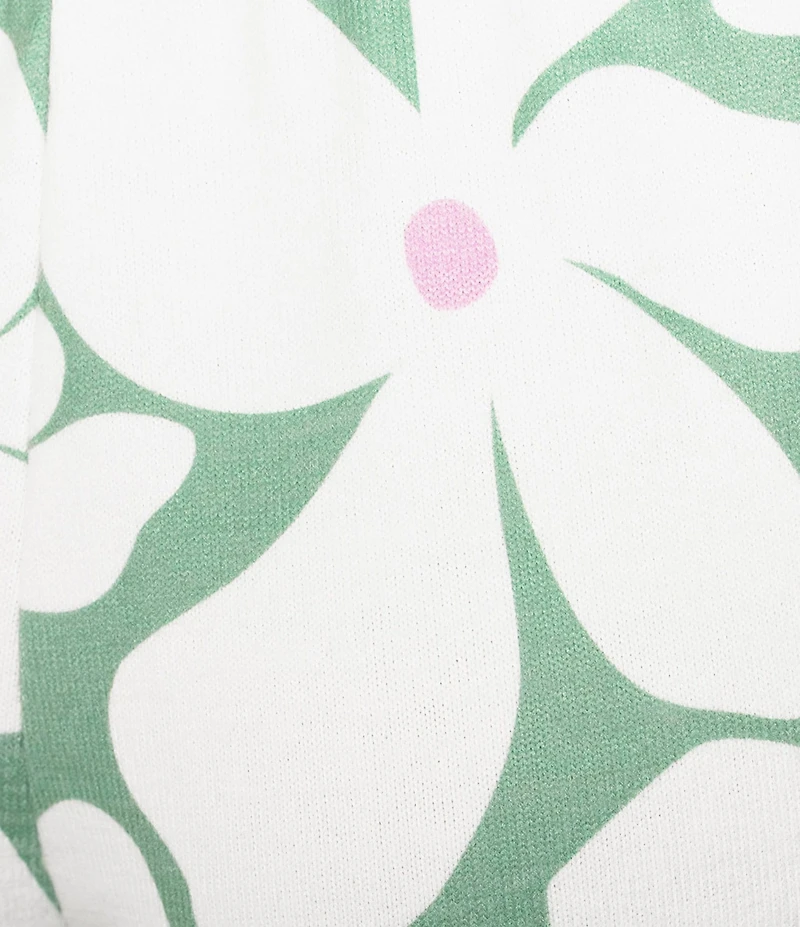 PJ Salvage Floral Print Peachy Knit Drawstring Tie Coordinating Sleep Shorts
