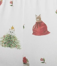 PJ Salvage Holiday Cat Print Coordinating Drawstring Tie Sleep Joggers