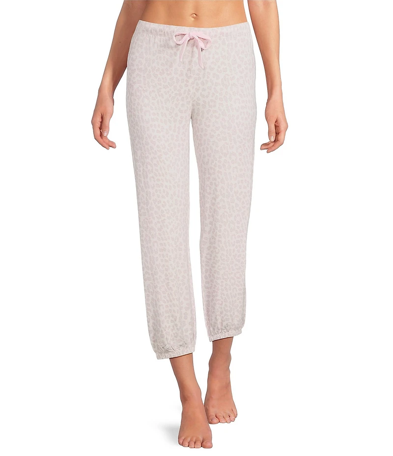 PJ Salvage Leopard Print Jersey Knit Drawstring Tie Coordinating Sleep Pants