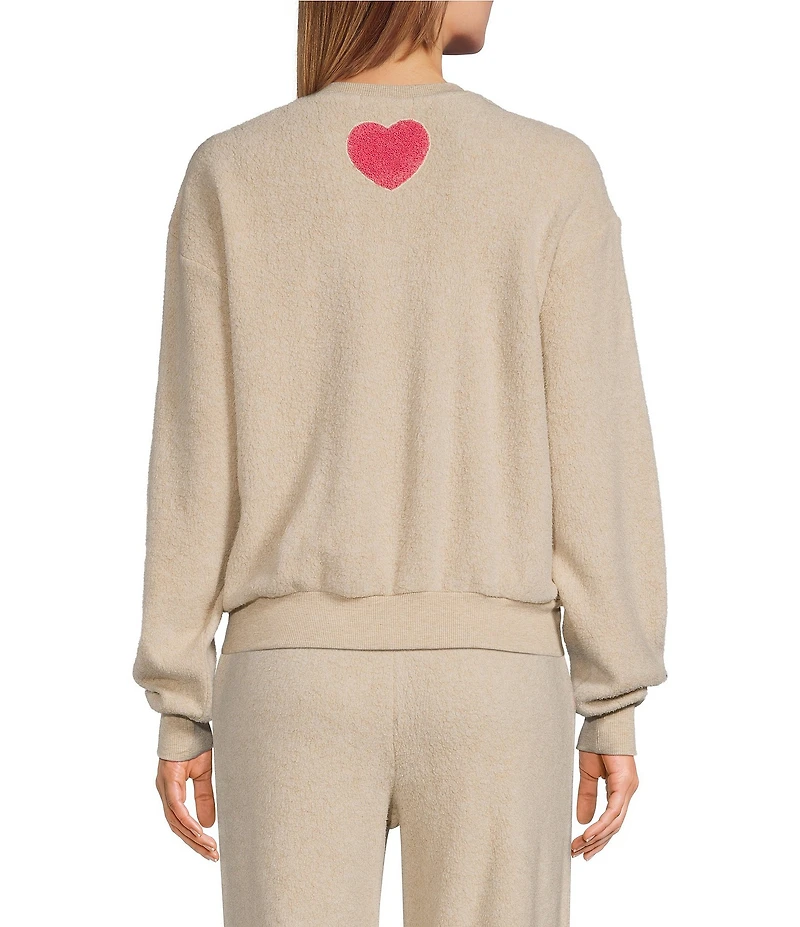 PJ Salvage Long Sleeve Crew Neck Brushed Fleece Mama Pullover