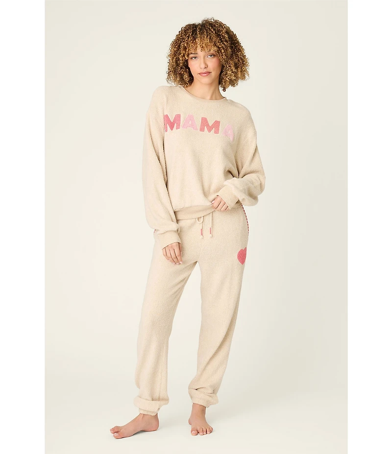 PJ Salvage Long Sleeve Crew Neck Brushed Fleece Mama Pullover
