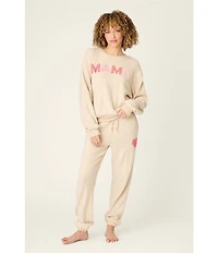 PJ Salvage Long Sleeve Crew Neck Brushed Fleece Mama Pullover