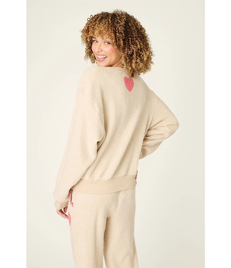 PJ Salvage Long Sleeve Crew Neck Brushed Fleece Mama Pullover