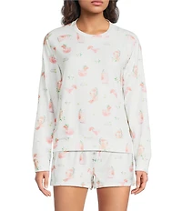 Pj Salvage Long Sleeve Crew Neck Butter Jersey Drink Print Coordinating Sleep Top