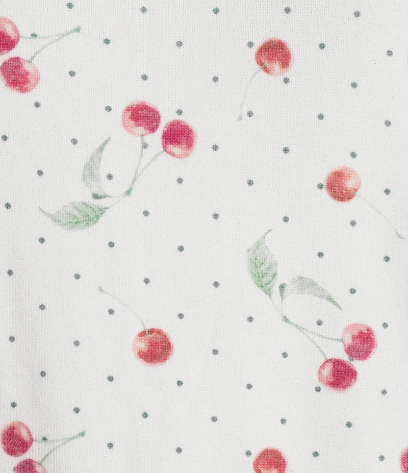 PJ Salvage Long Sleeve Crew Neck Cherry Print Long Peachy Knit Valentine's Day Pajama Set