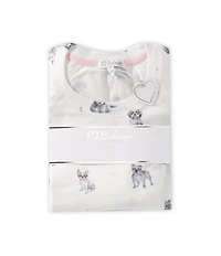 Pj Salvage Long Sleeve Crew Neck Heart Dog Print Peachy Knit Valentine's Day Pajama Set