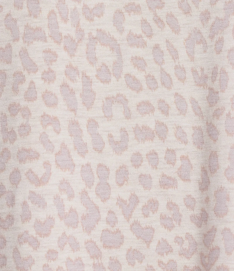 PJ Salvage Long Sleeve Crew Neck Jersey Knit Leopard Print Coordinating Sleep Top