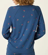 PJ Salvage Long Sleeve Crew Neck Peachy Knit Cherry Print Coordinating Sleep Top