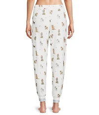 PJ Salvage Meet Me in Pawris Dog Print Peachy Knit Drawstring Coordinating Sleep Jogger