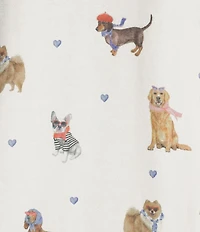 PJ Salvage Meet Me in Pawris Dog Print Peachy Knit Long Sleeve Crew Neck Coordinating Sleep Top