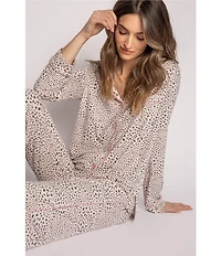PJ Salvage Modal Basic Leopard Print Notch Collar Pajama Set