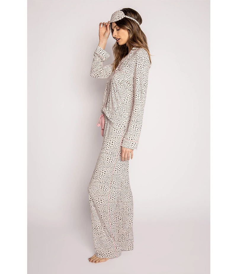 PJ Salvage Modal Basic Leopard Print Notch Collar Pajama Set