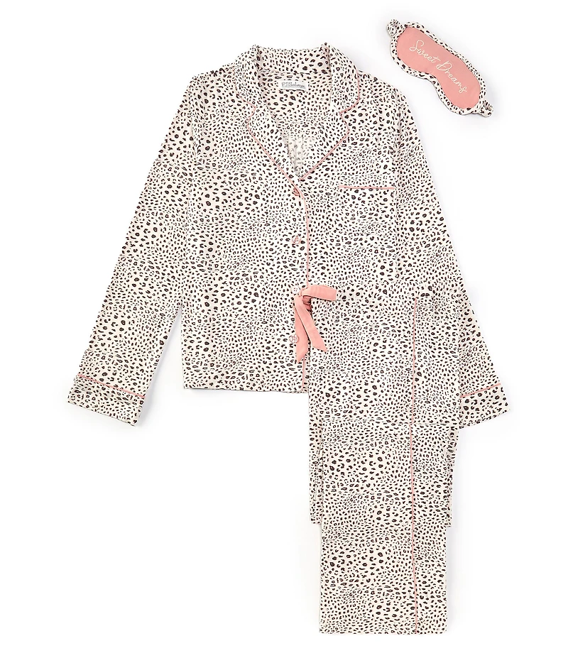 PJ Salvage Modal Basic Leopard Print Notch Collar Pajama Set