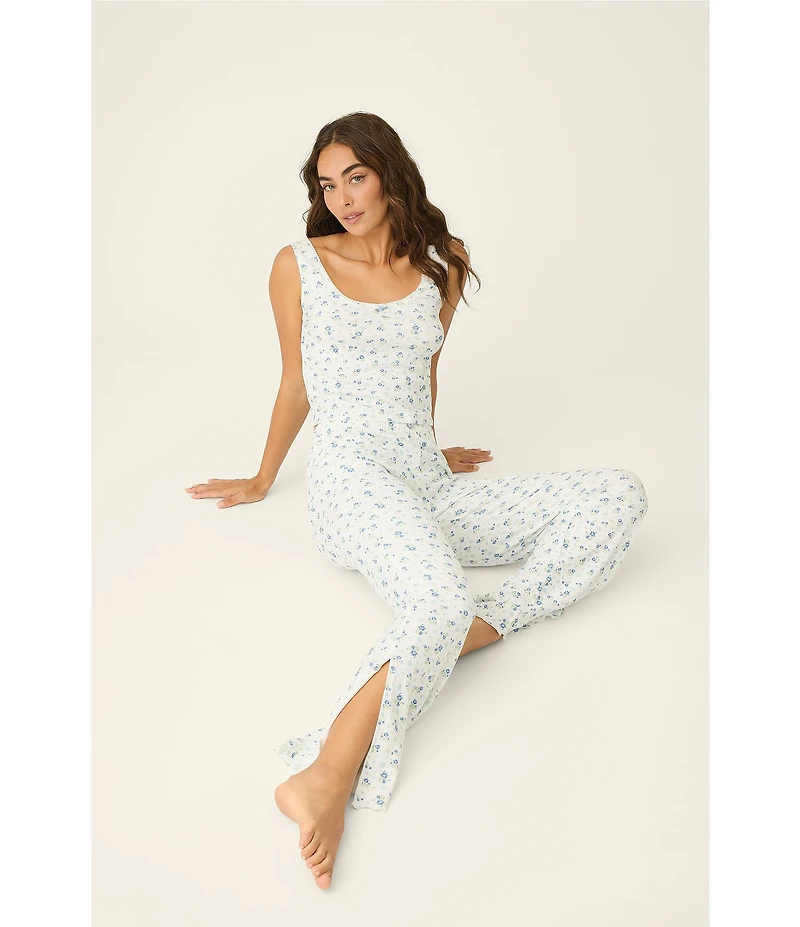 PJ Salvage More Amour Double Brushed Pointelle Knit Sleeveless Scoop Neck Long Lounge Sleep Set