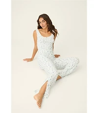 PJ Salvage More Amour Double Brushed Pointelle Knit Sleeveless Scoop Neck Long Lounge Sleep Set