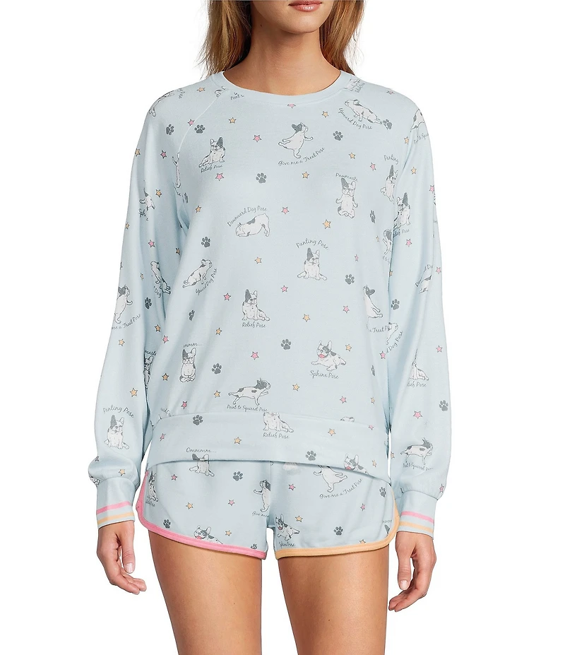 PJ Salvage Paws & Breathe Yoga Dogs Long Sleeve Crew Neck Coordinating Sleep Top