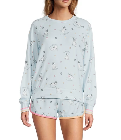 PJ Salvage Paws & Breathe Yoga Dogs Long Sleeve Crew Neck Coordinating Sleep Top
