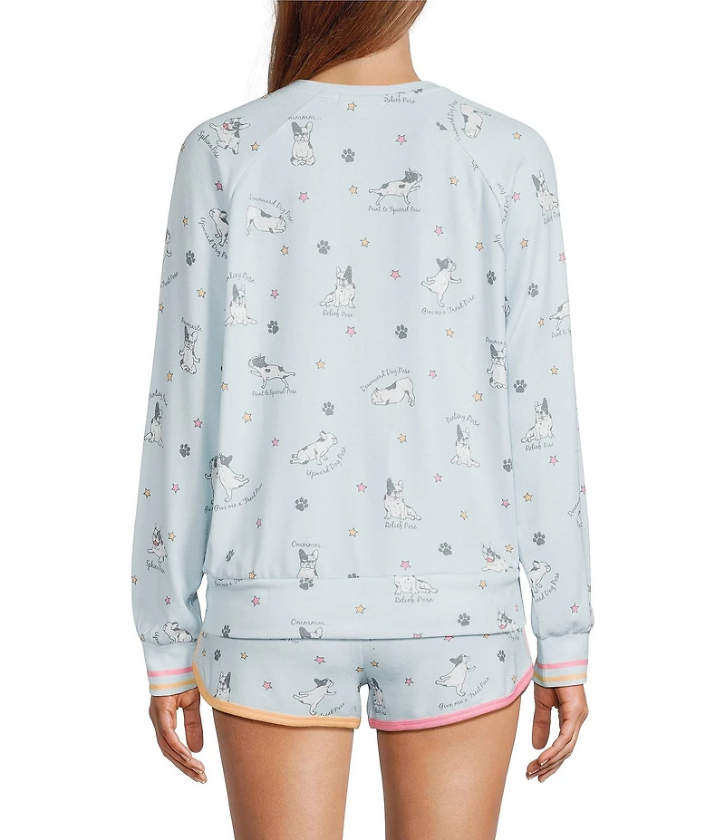PJ Salvage Paws & Breathe Yoga Dogs Long Sleeve Crew Neck Coordinating Sleep Top
