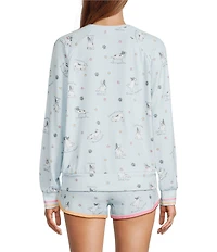 PJ Salvage Paws & Breathe Yoga Dogs Long Sleeve Crew Neck Coordinating Sleep Top