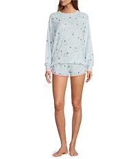 PJ Salvage Paws & Breathe Yoga Dogs Long Sleeve Crew Neck Coordinating Sleep Top