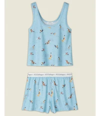 PJ Salvage Peachy Baby Waffle Sleeveless Scoop Neck Soccer Dogs Shorty Pajama Set