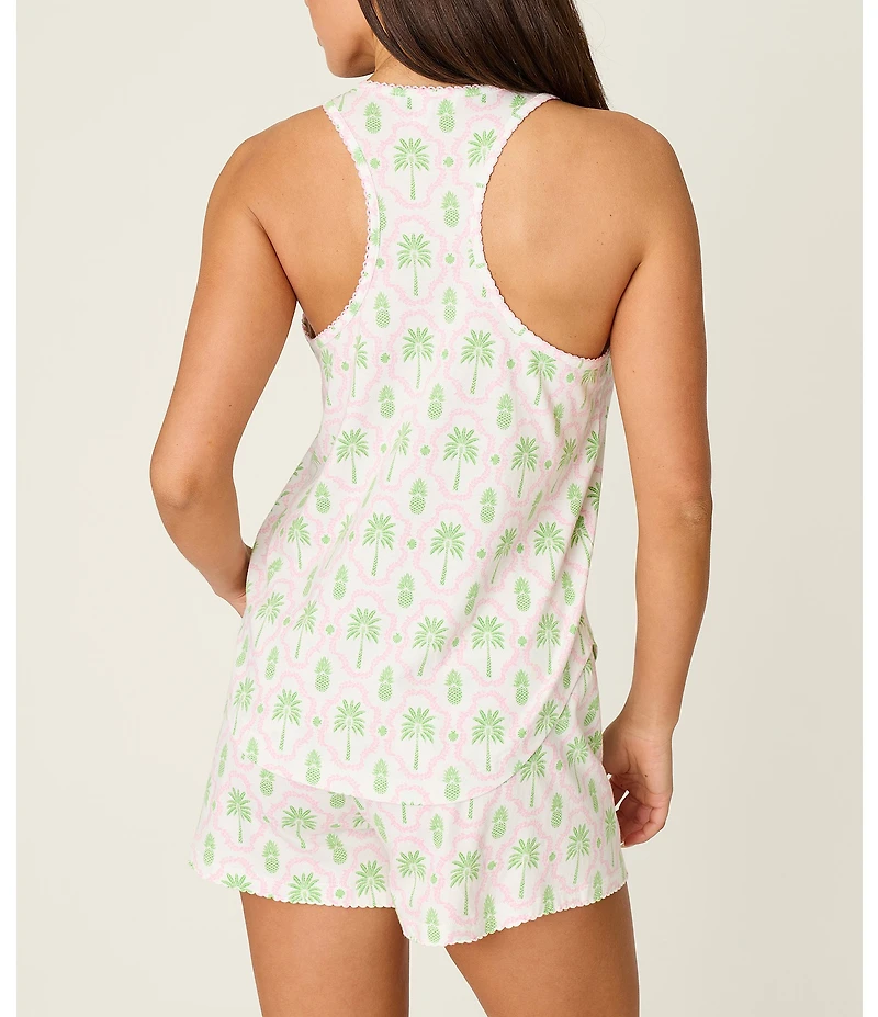 PJ Salvage Playful Prints Sleeveless Scoop Neck Jersey Knit Palm Print Coordinating Sleep Top