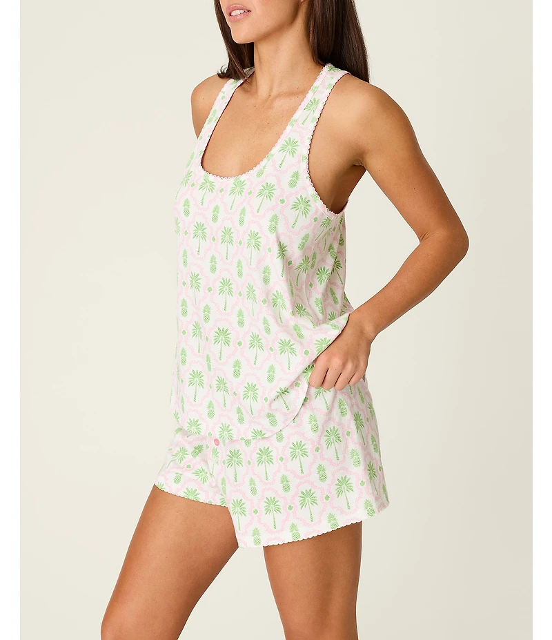PJ Salvage Playful Prints Sleeveless Scoop Neck Jersey Knit Palm Print Coordinating Sleep Top