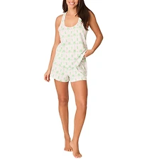 PJ Salvage Playful Prints Sleeveless Scoop Neck Jersey Knit Palm Print Coordinating Sleep Top