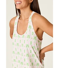 PJ Salvage Playful Prints Sleeveless Scoop Neck Jersey Knit Palm Print Coordinating Sleep Top