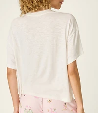 PJ Salvage Solid Slub Jersey Knit Short Sleeve Crew Neck Dog Mom Tee