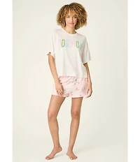 PJ Salvage Solid Slub Jersey Knit Short Sleeve Crew Neck Dog Mom Tee