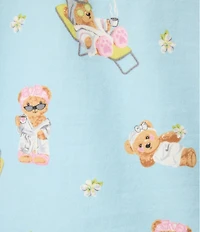 PJ Salvage Spa Bears Print #double;Beary Cute#double; Embroidered Long Sleeve Notch Collar Flannel Pajama & Headband Set
