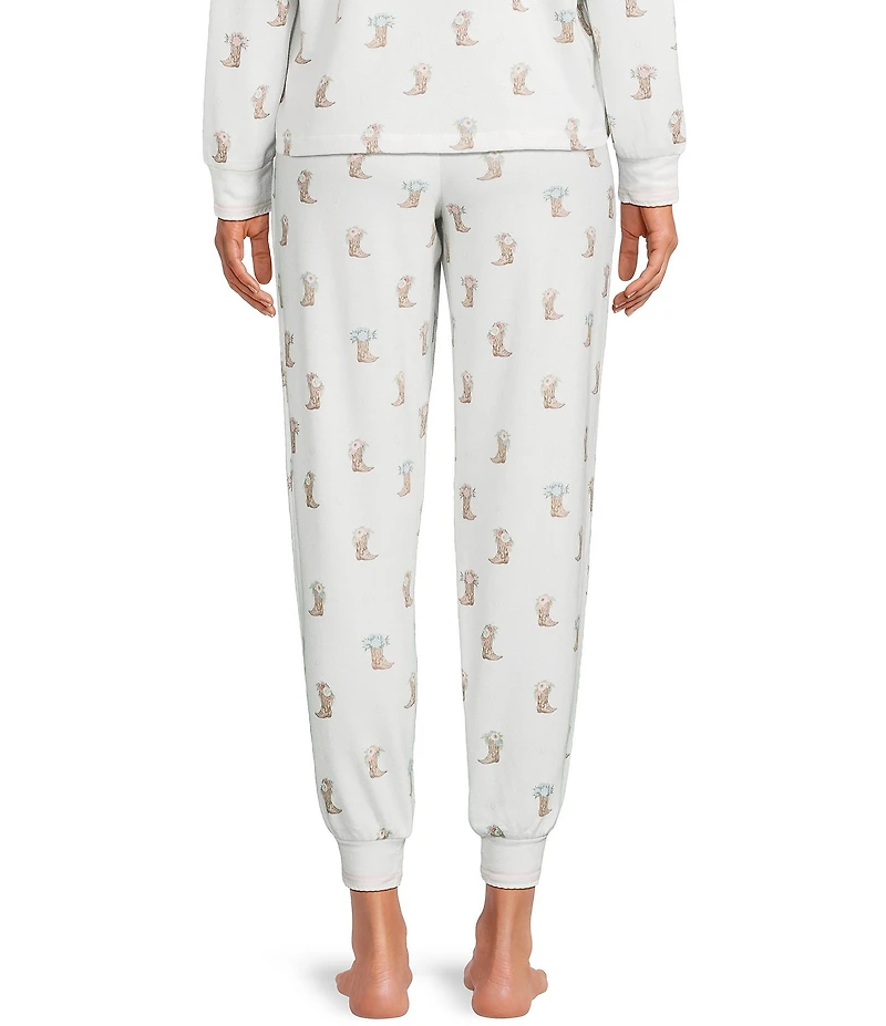 PJ Salvage Western Boot Print Peachy Knit Coordinating Sleep Pants