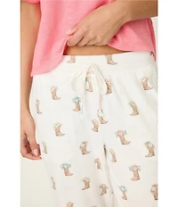 PJ Salvage Western Boot Print Peachy Knit Coordinating Sleep Pants