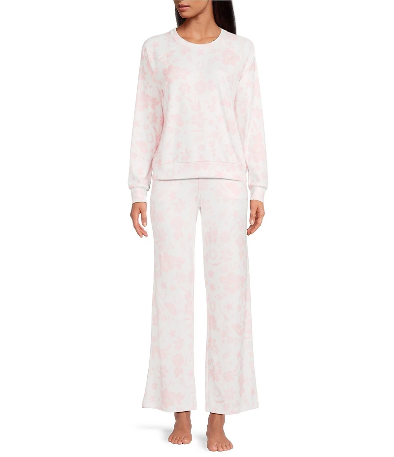 PJ Salvage Wild Flower Brushed Pointelle Drawstring Tie Coordinating Sleep Pant