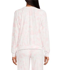 PJ Salvage Wild Flower Long Sleeve Crew Neck Brushed Pointelle Coordinating Sleep Top