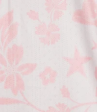 PJ Salvage Wild Flower Long Sleeve Crew Neck Brushed Pointelle Coordinating Sleep Top