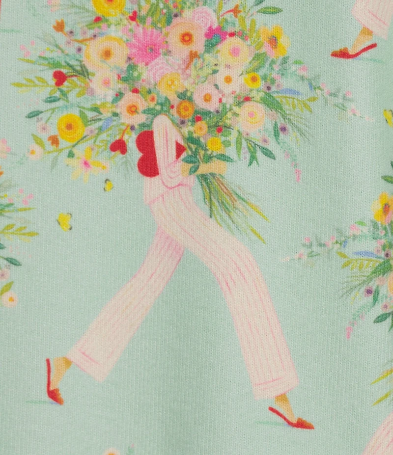 PJ Salvage x Adrian Valencia Floral Lady Butter Jersey Short Sleeve Notch Collar Shorty Pajama Set