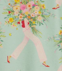 PJ Salvage x Adrian Valencia Floral Lady Butter Jersey Short Sleeve Notch Collar Shorty Pajama Set