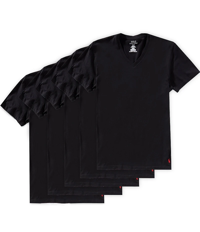 Polo Ralph Lauren Assorted Solid V-Neck Undershirts 5-Pack