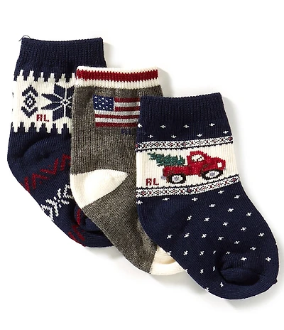 Polo Ralph Lauren Baby Boys Holiday RL Truck Socks 3-Pack
