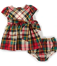 Ralph Lauren Baby Girls Cap-Sleeve Plaid Fit-And-Flare Dress