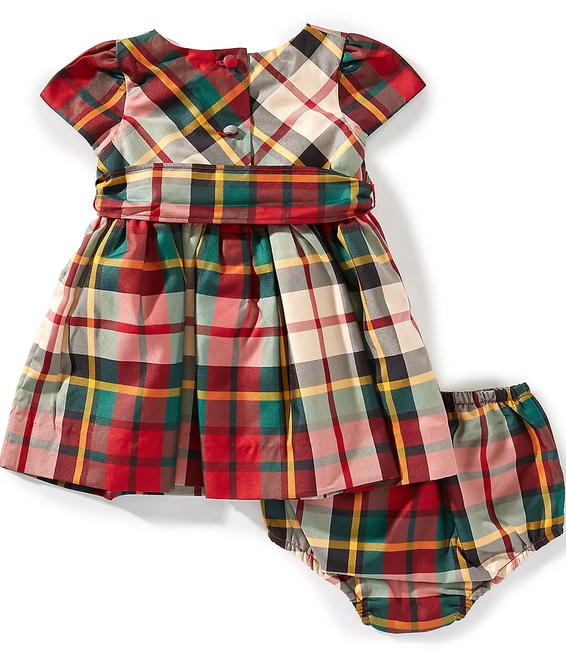 Ralph Lauren Baby Girls Cap-Sleeve Plaid Fit-And-Flare Dress