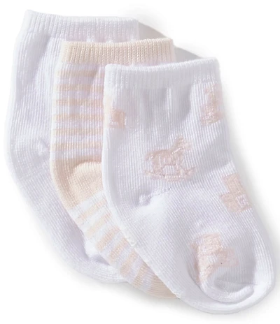 Polo Ralph Lauren Baby Girls Organic Cotton Tossed Bear 3-Pack Socks