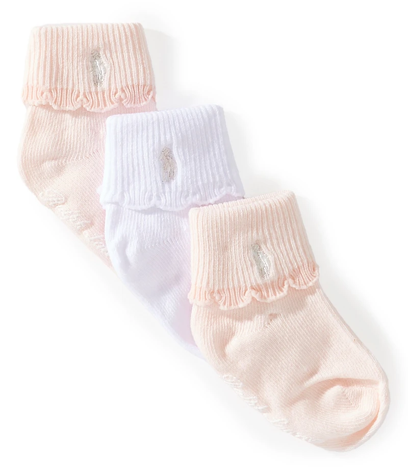 Polo Ralph Lauren Baby Girls Scalloped Edge Turn Cuff 3-Pack Socks