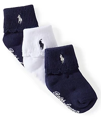 Polo Ralph Lauren Baby Girls Scalloped Edge Turn Cuff 3-Pack Socks