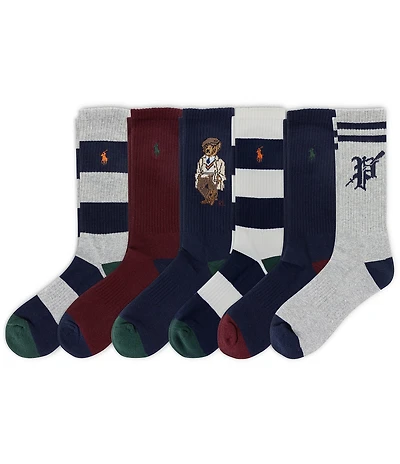 Polo Ralph Lauren Bear/Polo Player/Logo Crew Socks 6-Pack